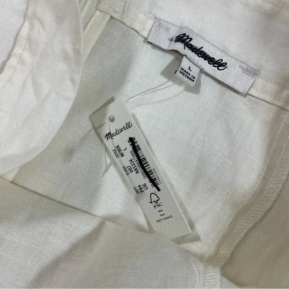 New Madewell Linen Cotton Princess Seamed Midi Dress Large