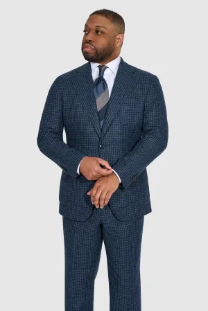New SUITREVIEW Elmhurst Mixed Blue Houndstooth Wool and Alpaca Suit - Size 40R and 42R