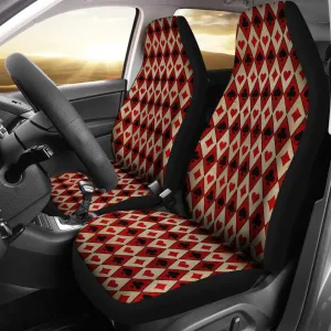 Old Playing Card Suits Pattern Car Seat Covers Red and Black