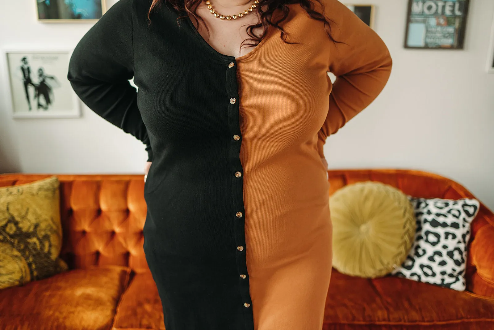 olga dress in black caramel