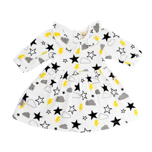 Organic Cotton Kids Dress with frill collar | Storm