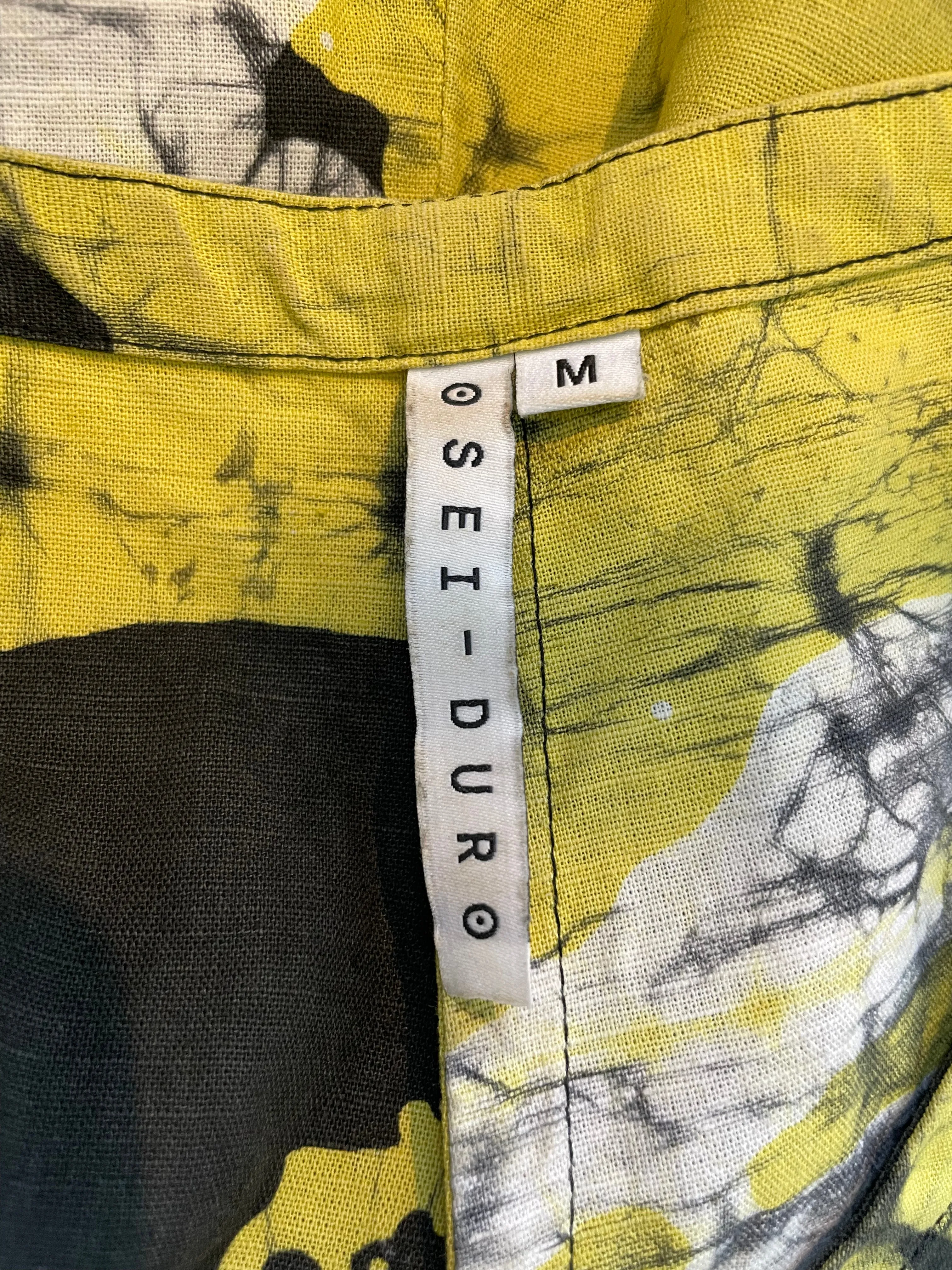 Osei Duro Black & Yellow African Print Linen Dress