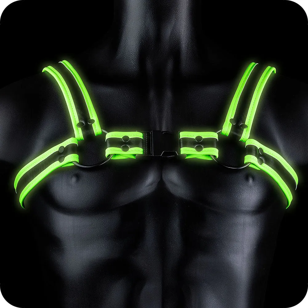 Ouch! Glow In The Dark Bulldog Buckle Harness /XL