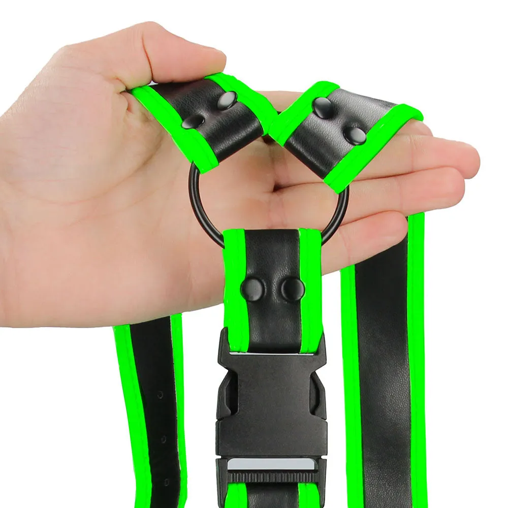 Ouch! Glow In The Dark Bulldog Buckle Harness /XL