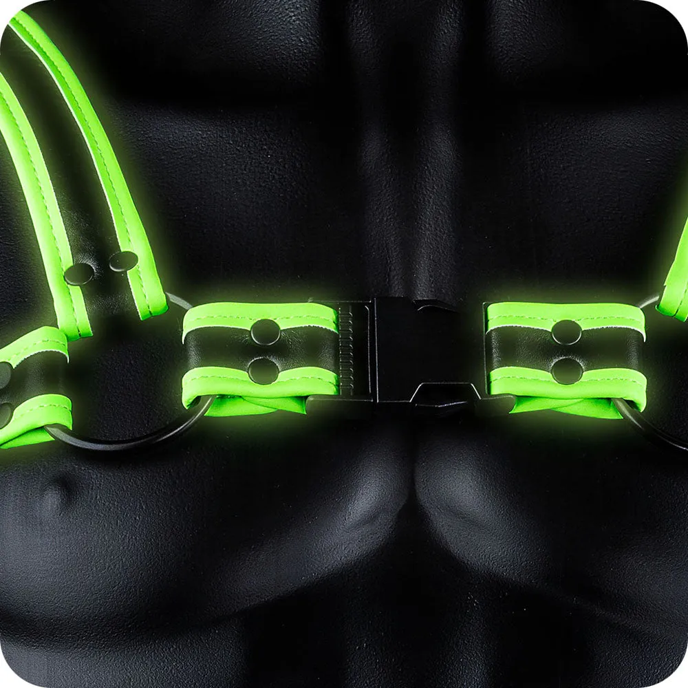 Ouch! Glow In The Dark Bulldog Buckle Harness /XL