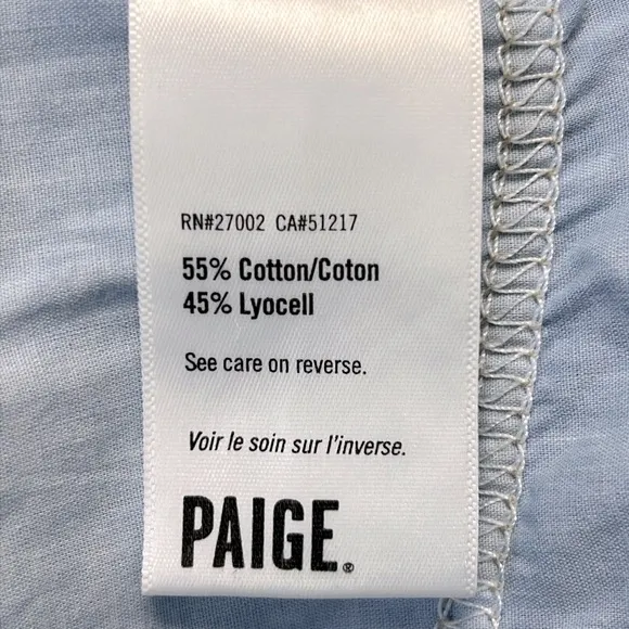 PAIGE Pleated High Rise Trouser Jeans Denim Pant Lightwash Cuff Tapered Leg 28