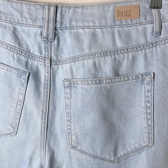 PAIGE Pleated High Rise Trouser Jeans Denim Pant Lightwash Cuff Tapered Leg 28