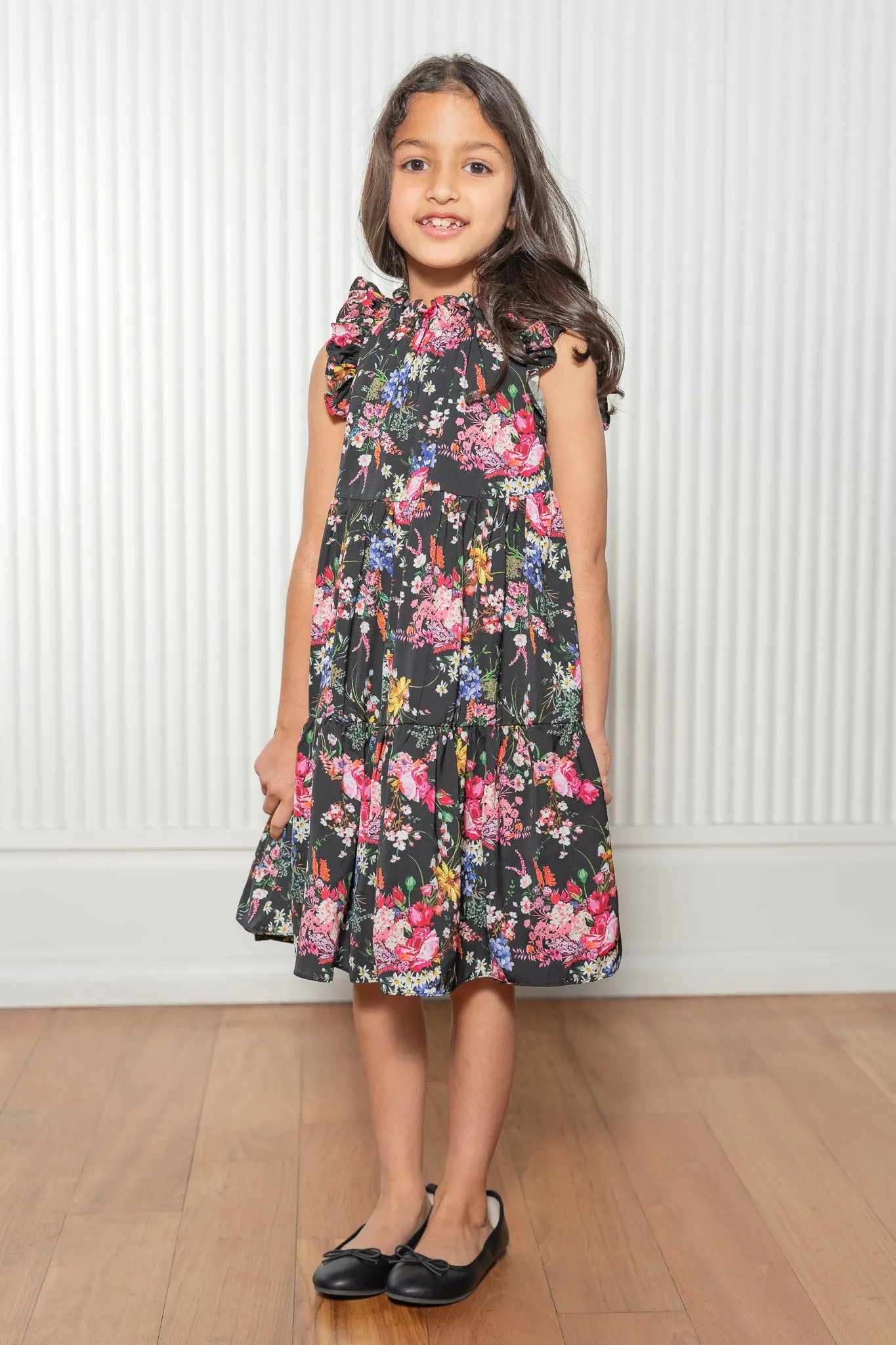 PALOMA Black Floral Cotton Kids Dress