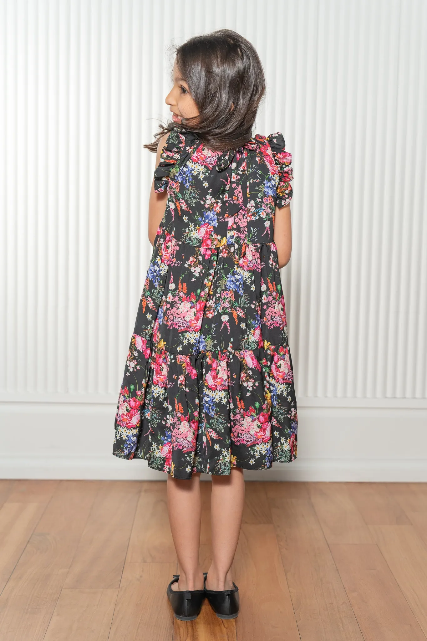 PALOMA Black Floral Cotton Kids Dress