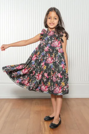 PALOMA Black Floral Cotton Kids Dress