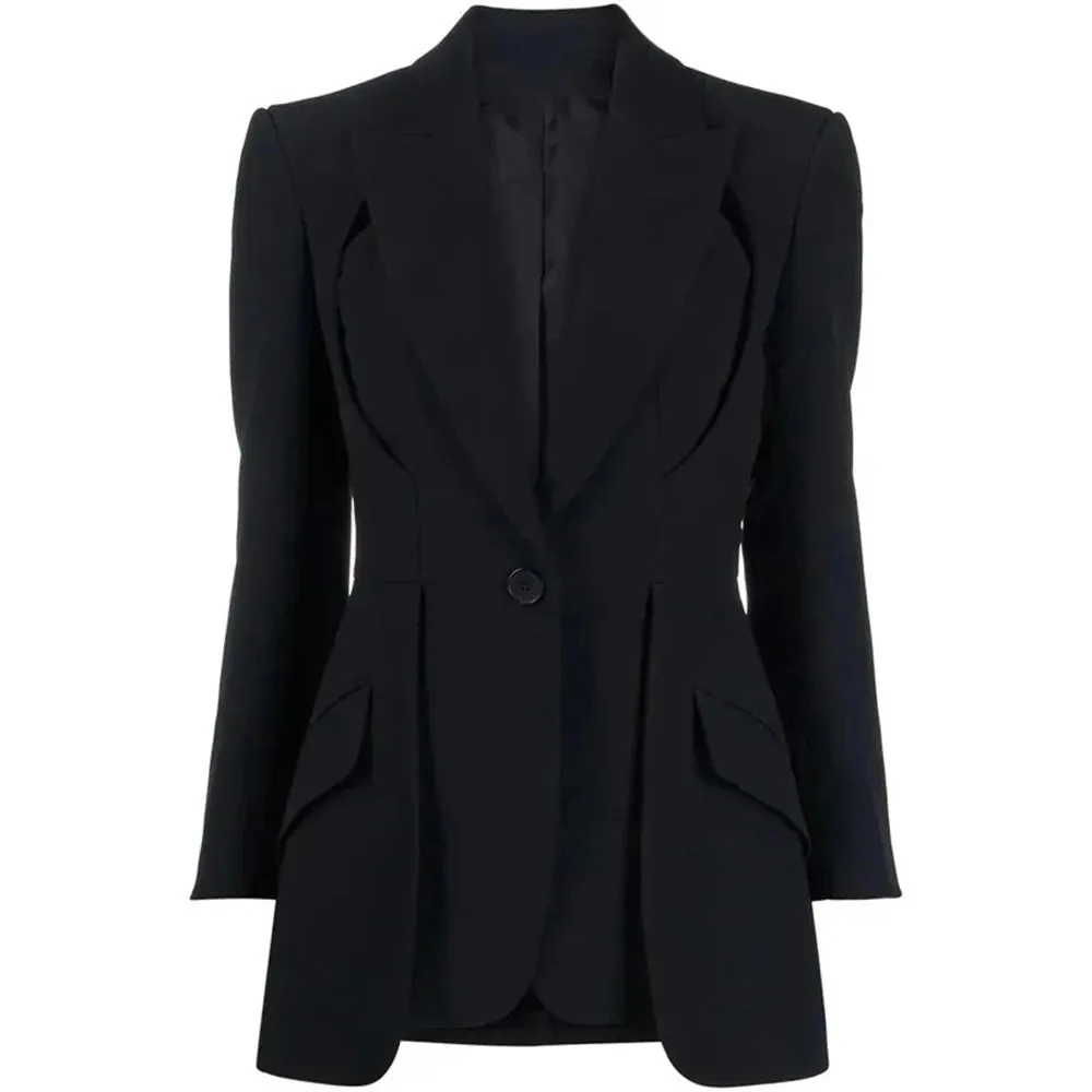 Patchwork Button Slim Blazer