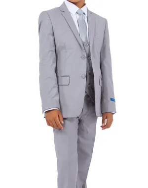 Perry Ellis Portfolio Solid 5 Piece Boy's Suit - Light Gray