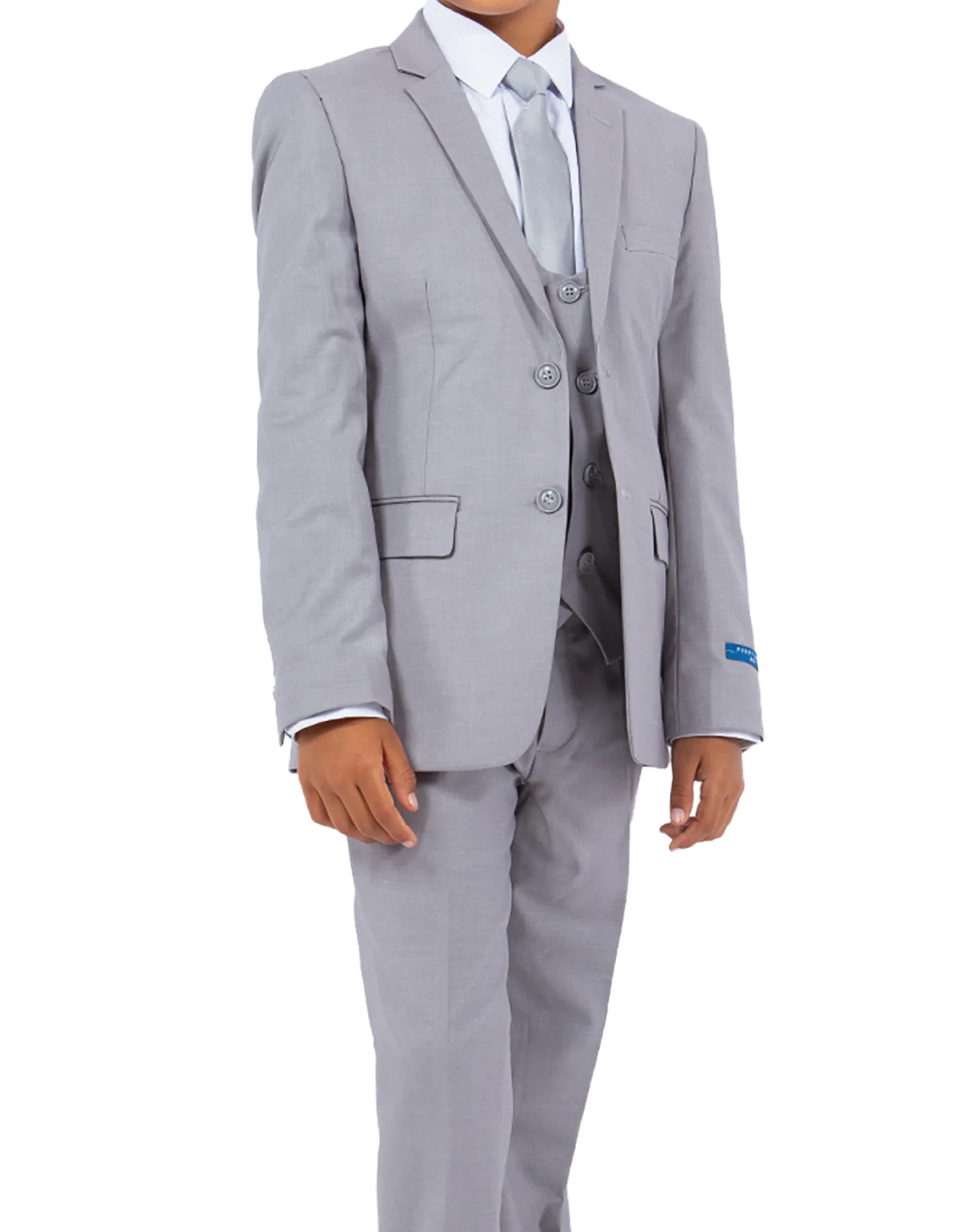 Perry Ellis Portfolio Solid 5 Piece Boy's Suit - Light Gray