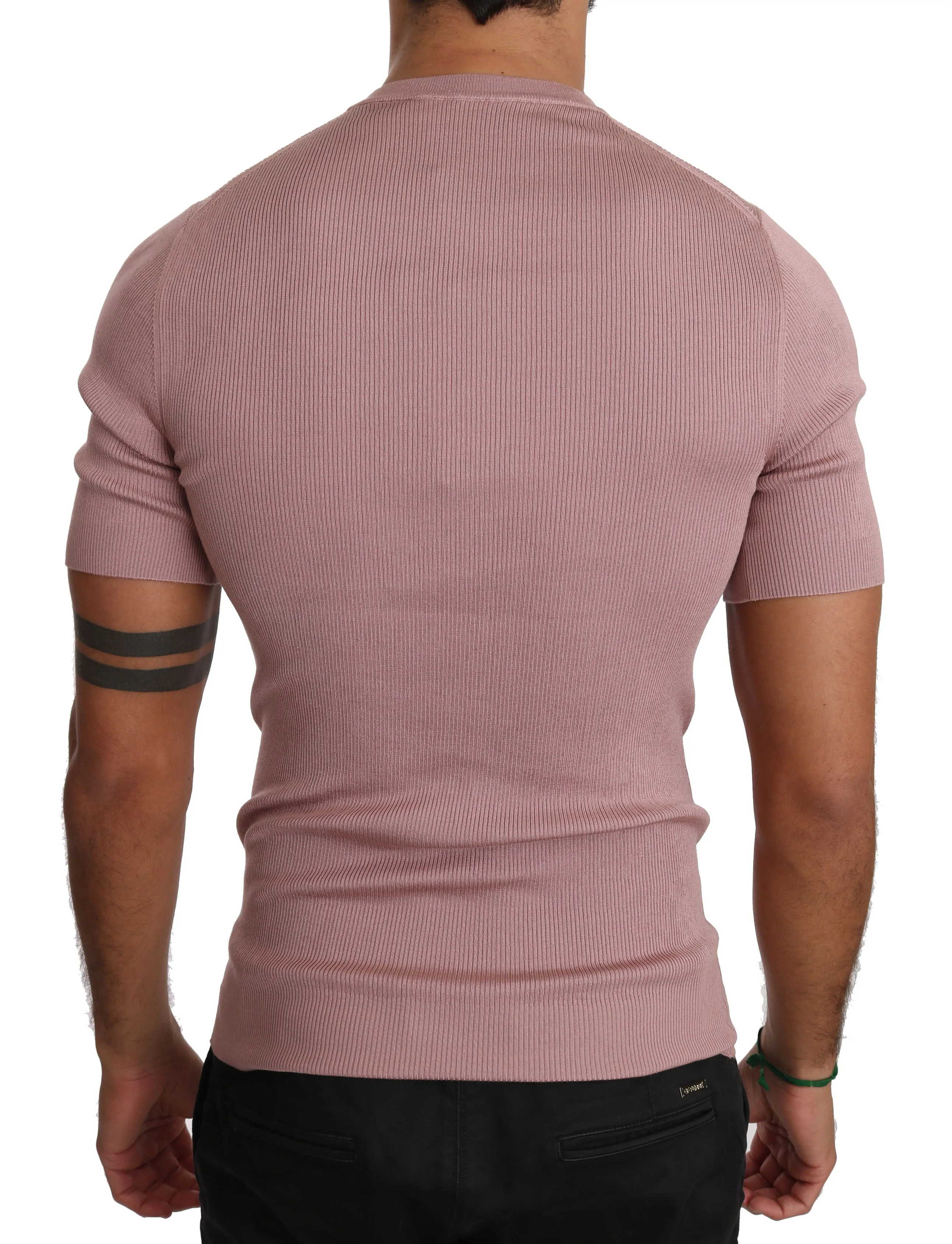 Pink 100% Silk Henley Top T-shirt