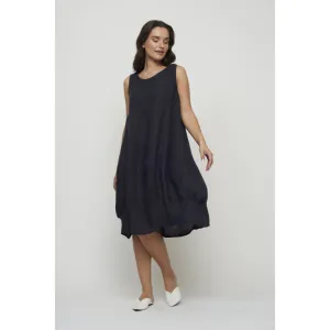 Pistache Sleeveless Linen Bubble Dress with Elastic Underarms