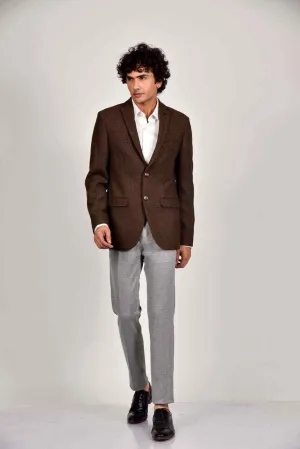 Plus Size of Brown Tweed Woven Blazer