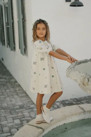 Pompomme Embroidered Linen Dress