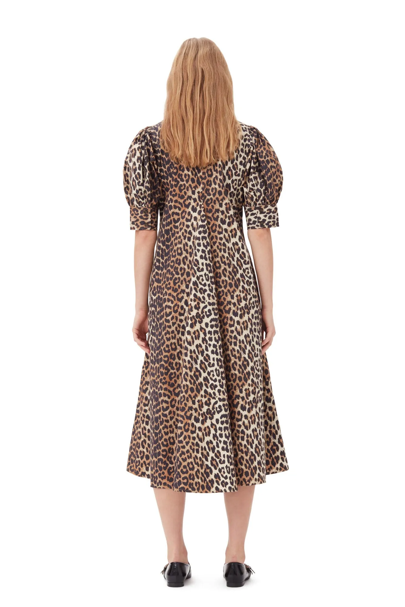 Printed Cotton Poplin V-Neck Dress