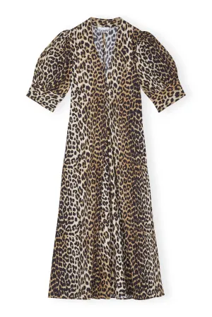 Printed Cotton Poplin V-Neck Dress