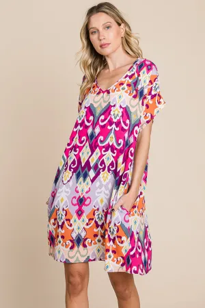 Printed V-neck Dress
