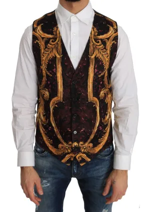 Purple Gold Baroque Wool Vest