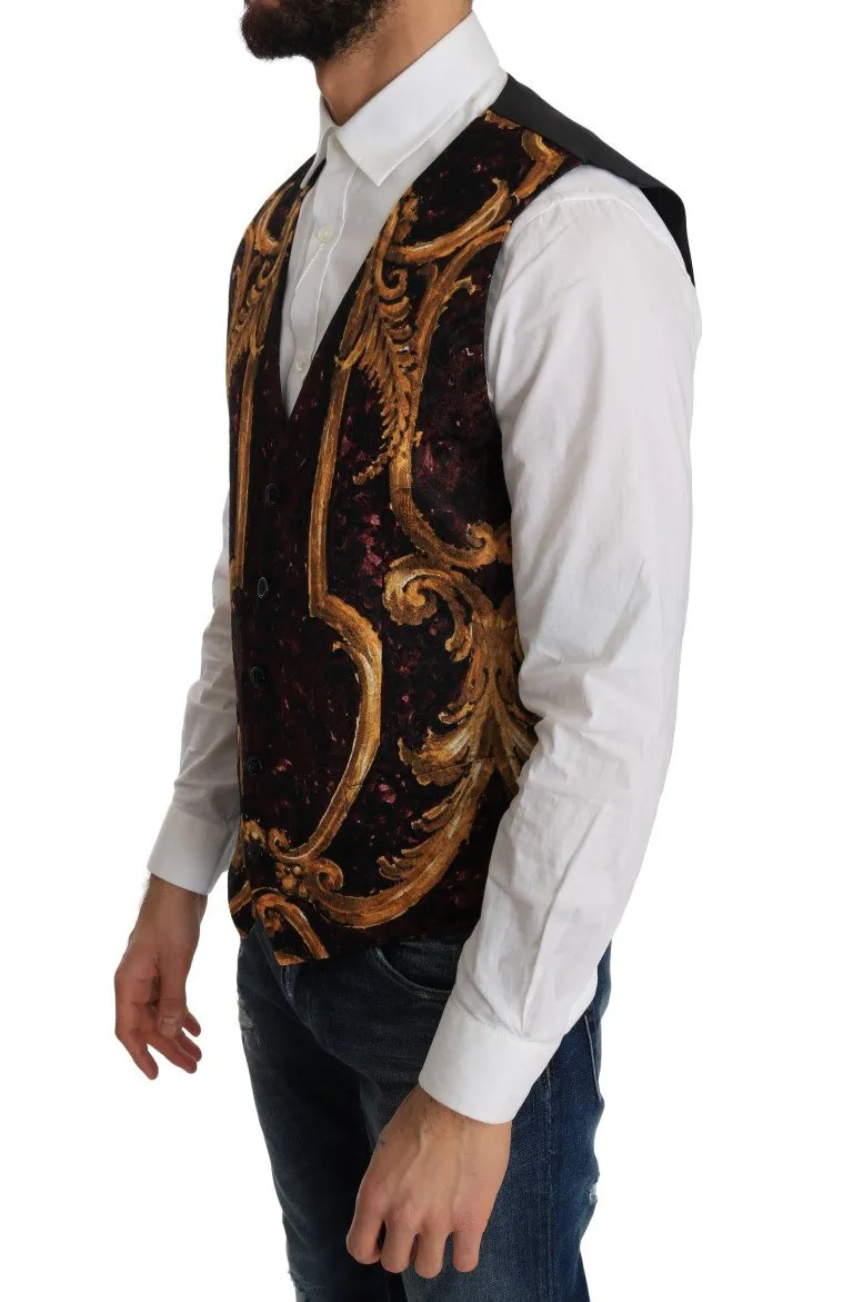 Purple Gold Baroque Wool Vest