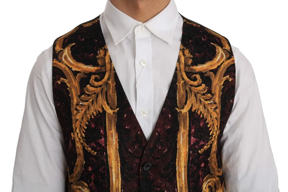Purple Gold Baroque Wool Vest