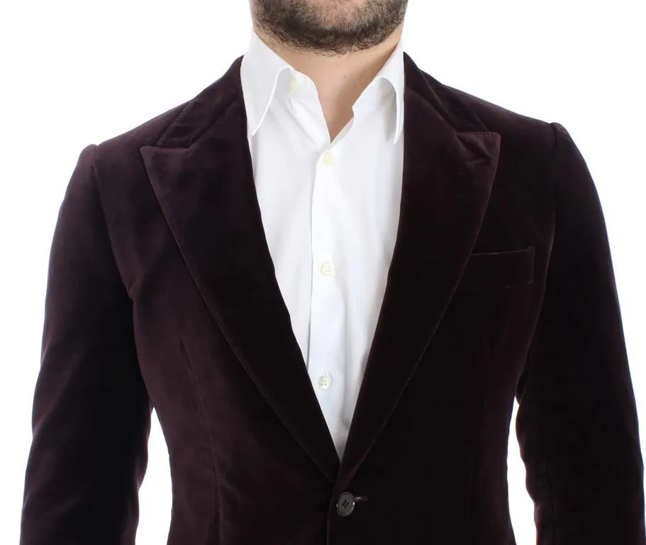 Purple velvet slim fit blazer