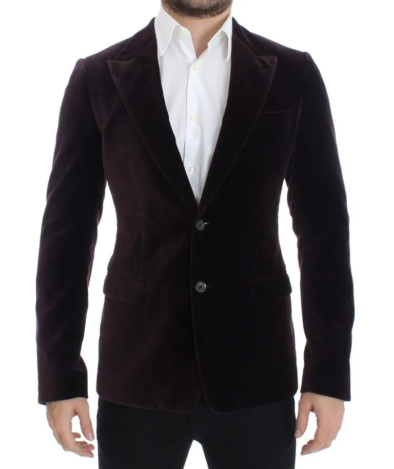 Purple velvet slim fit blazer
