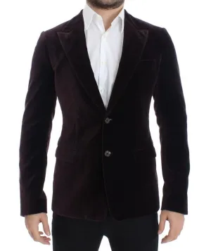 Purple velvet slim fit blazer