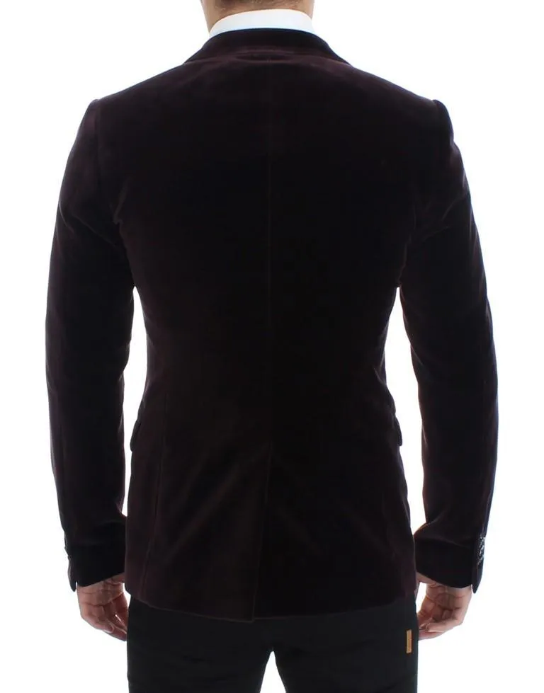 Purple velvet slim fit blazer
