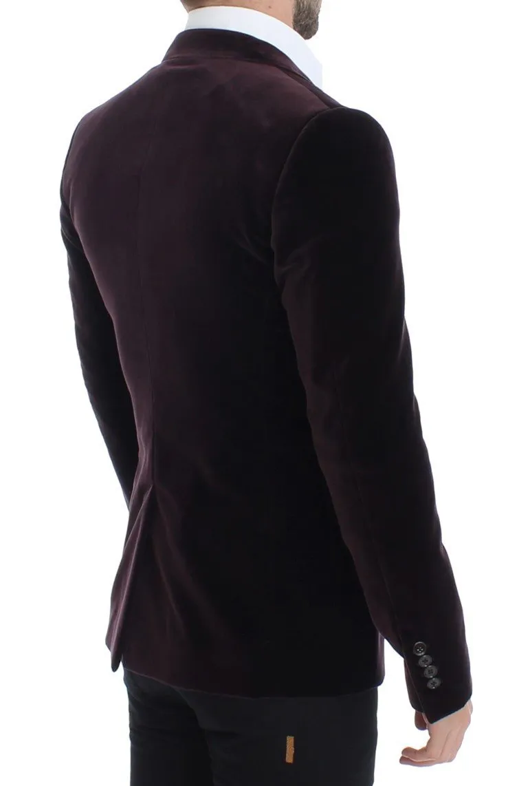 Purple velvet slim fit blazer