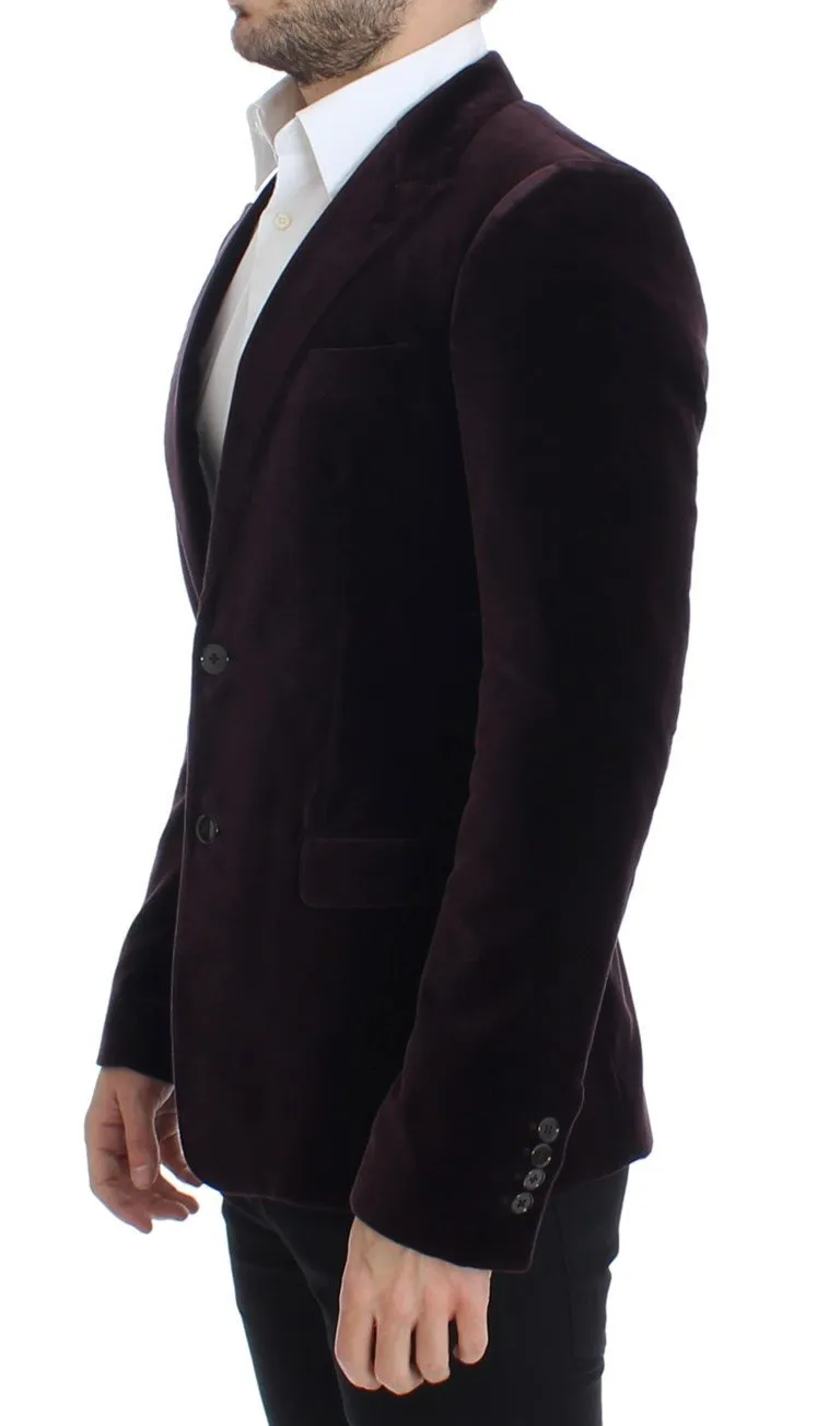 Purple velvet slim fit blazer