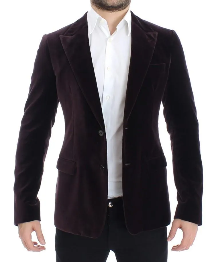Purple velvet slim fit blazer