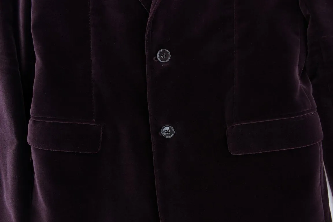 Purple velvet slim fit blazer