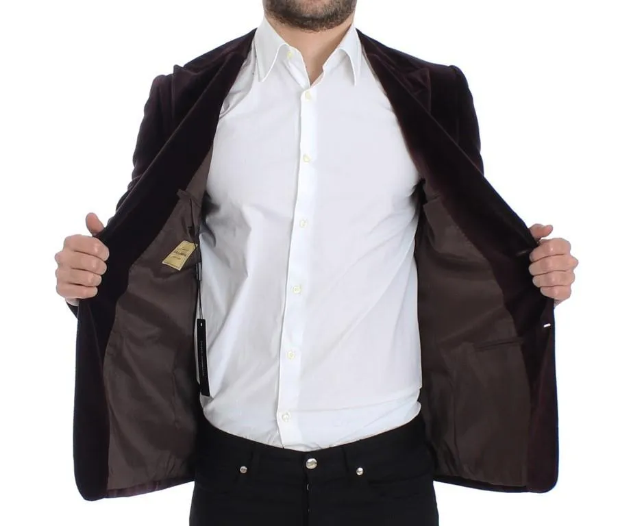 Purple velvet slim fit blazer