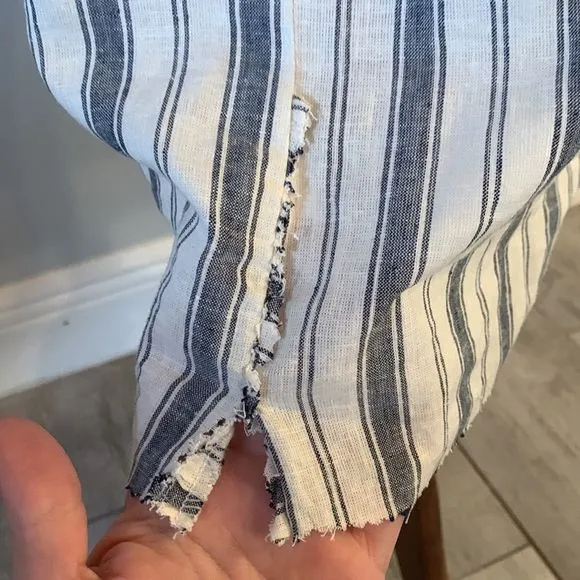 [Rachel Roy] Navy/White Striped Linen Strapless Dress - Size Medium NWT