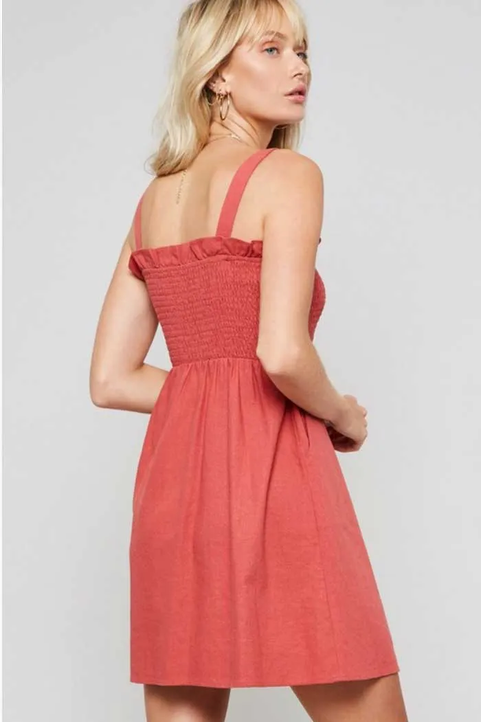 Red Clay Smocked Top Dress