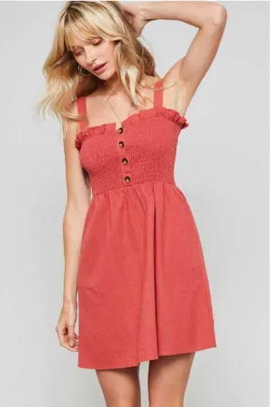 Red Clay Smocked Top Dress