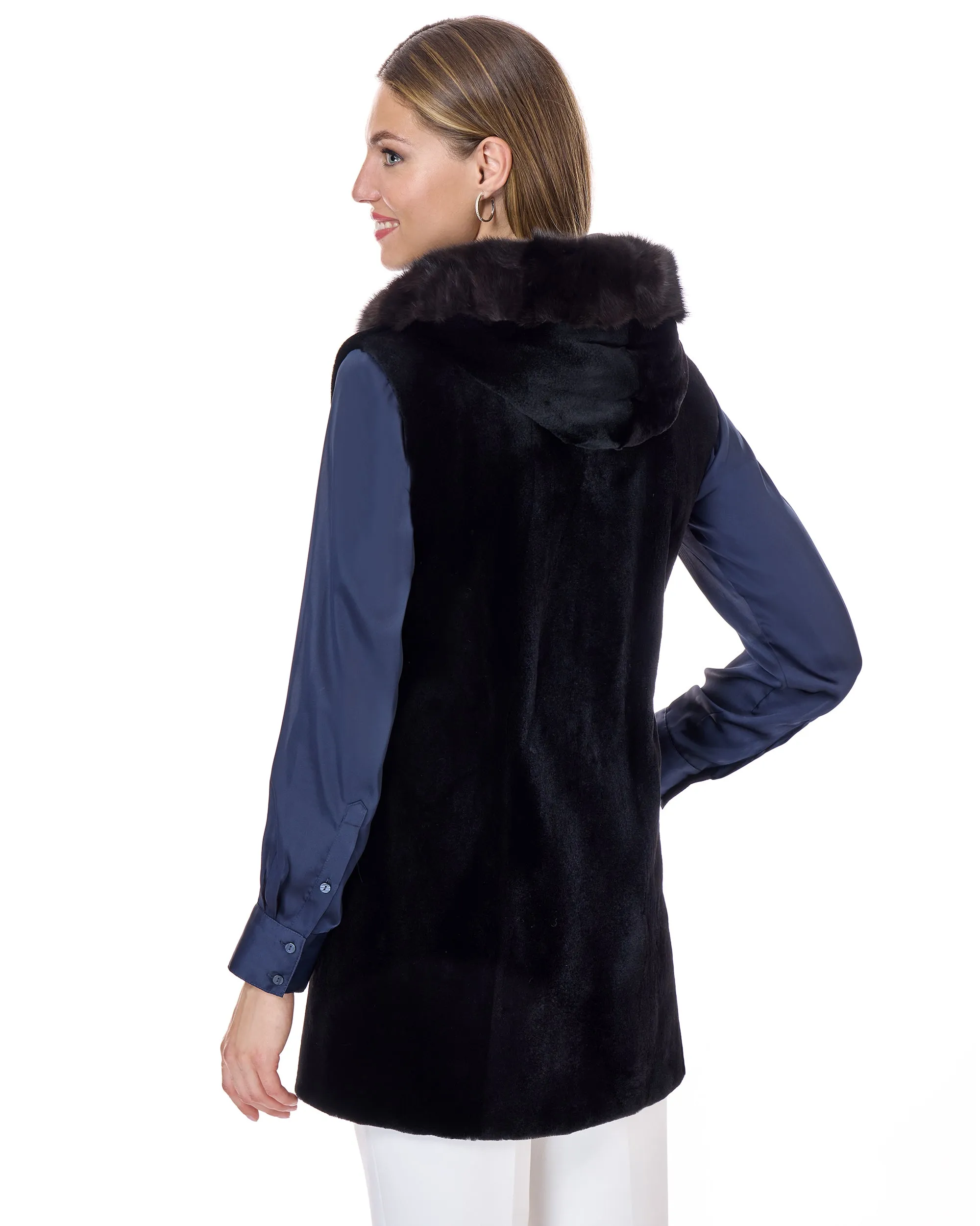 Reversible Sheared Mink & Sable Section Vest