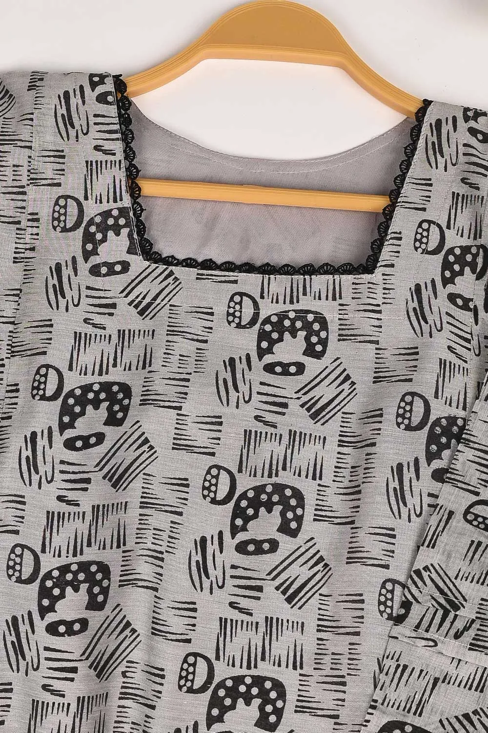 RTW-160-Grey - 3Pc Stitched Cotton Dress