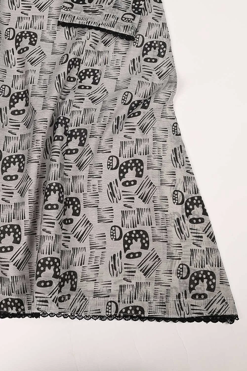 RTW-160-Grey - 3Pc Stitched Cotton Dress