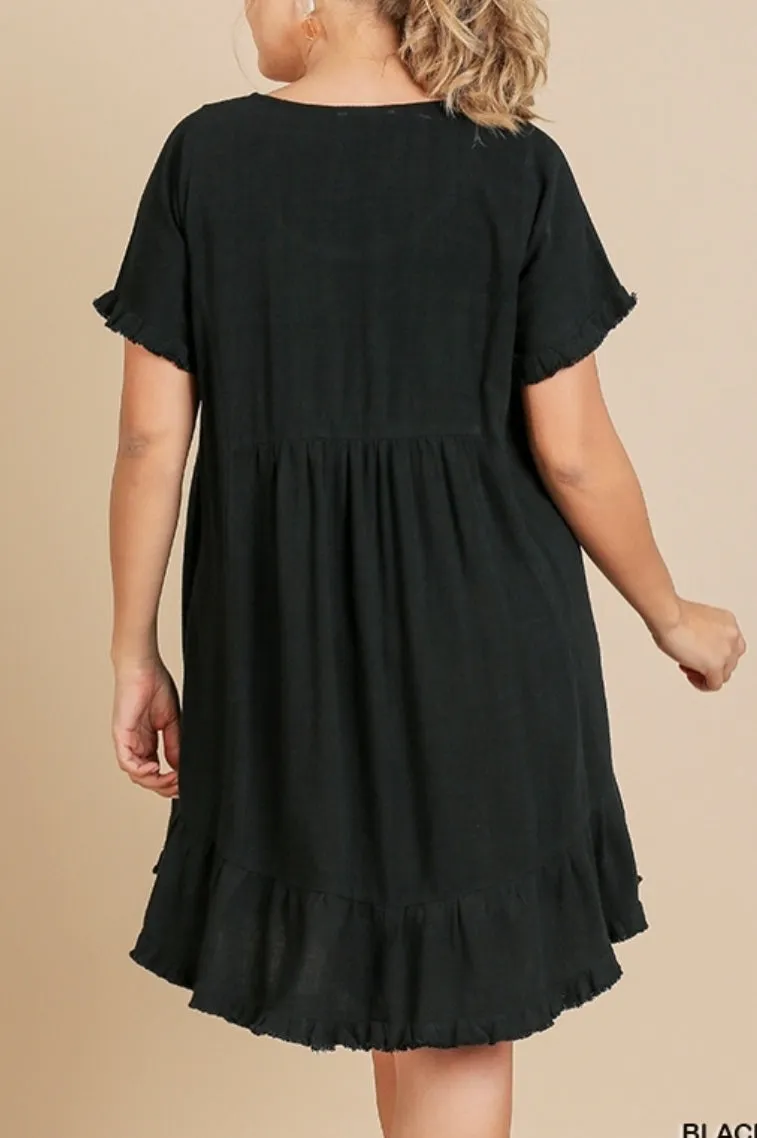 Ruffle Me Up Black Dress