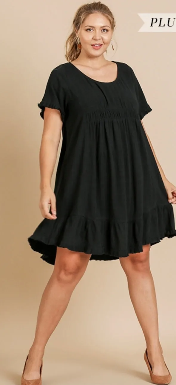 Ruffle Me Up Black Dress