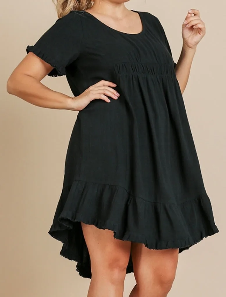 Ruffle Me Up Black Dress