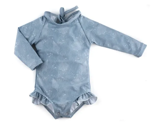 Ruffle Rashguard Swim Suit