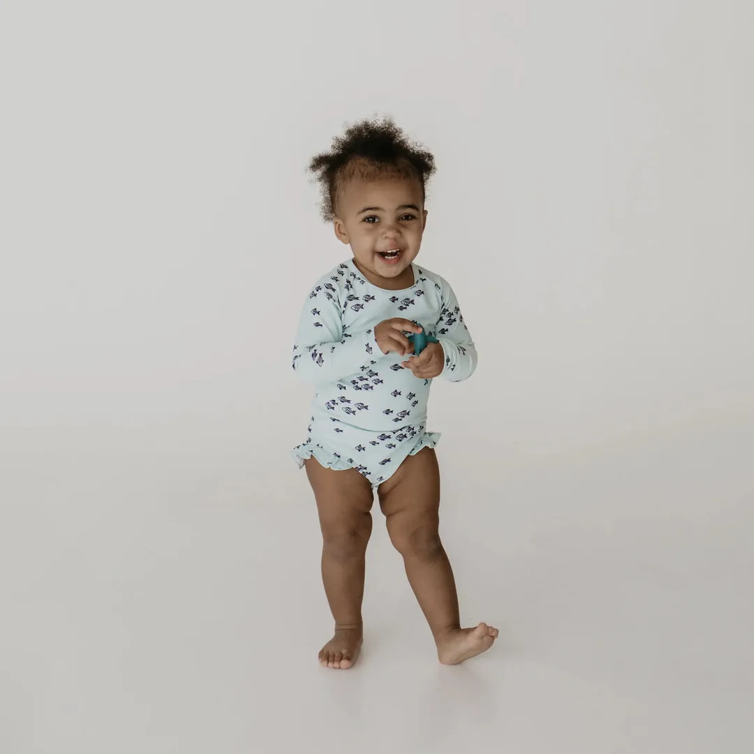 Ruffle Rashguard Swim Suit