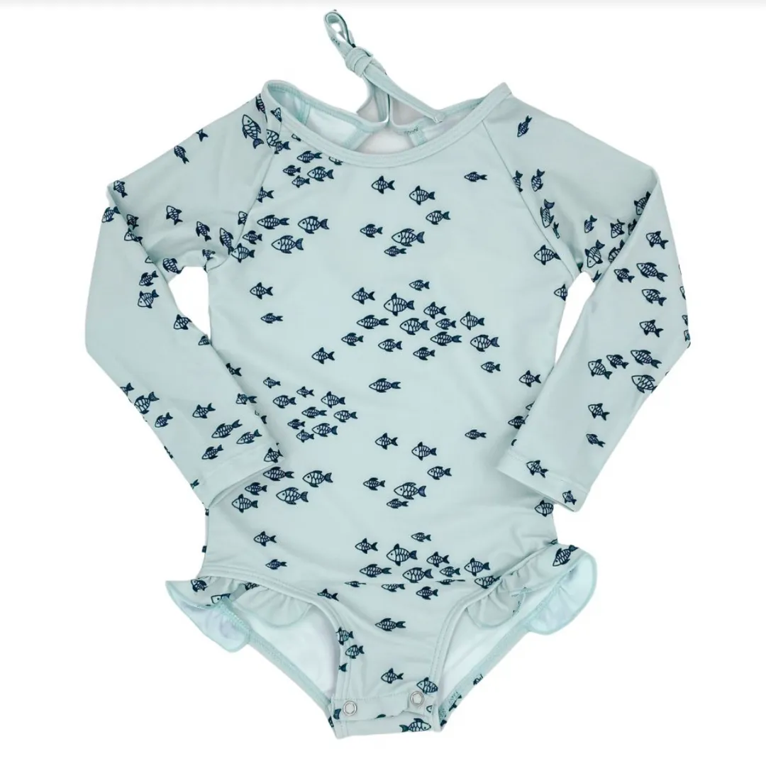 Ruffle Rashguard Swim Suit