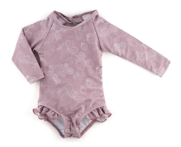 Ruffle Rashguard Swim Suit