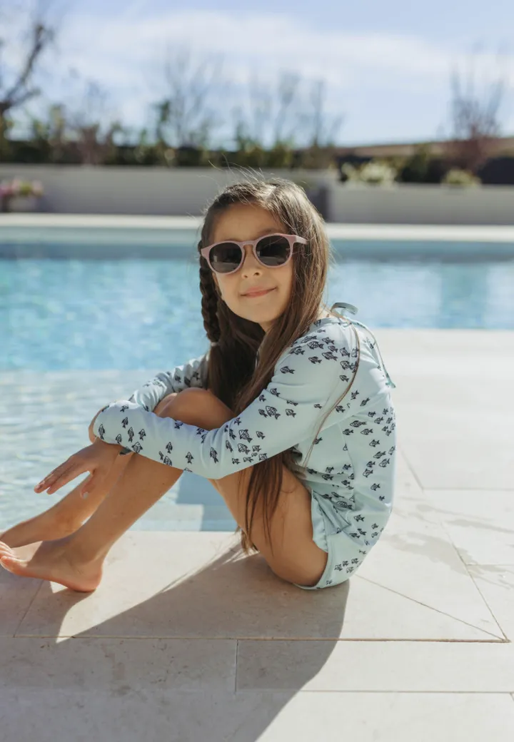Ruffle Rashguard Swim Suit